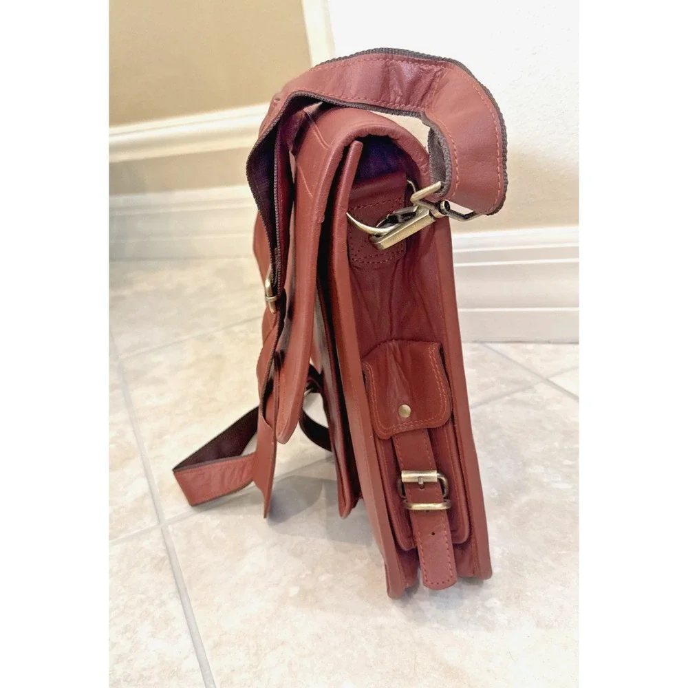 NEW James Leather Brown Briefcase Attaché Bag Career Travel‎ Shoulder Teacher